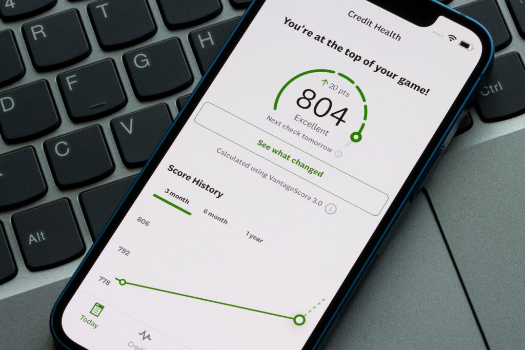 Portland, OR, USA - Nov 26, 2022: Personal credit score from Equ